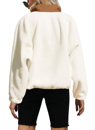 Yanekop Women's Fuzzy Fleece Pullover Sherpa Sweatshirt Jacket with Pockets