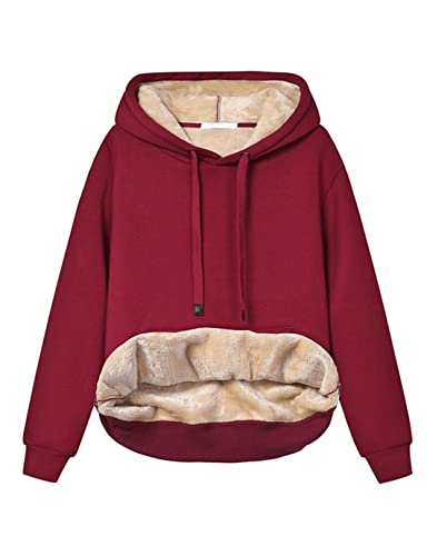 Malaysian Women's Sherpa Lined Hooded Sweatshirt - Cozy Winter Pullover