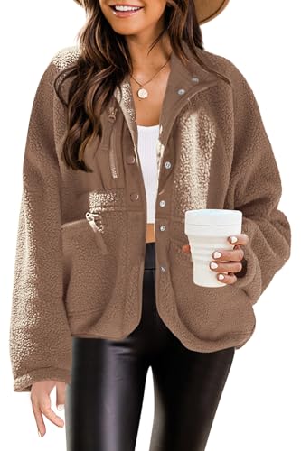 Nirovien Women's Warm Sherpa Jacket with Pockets