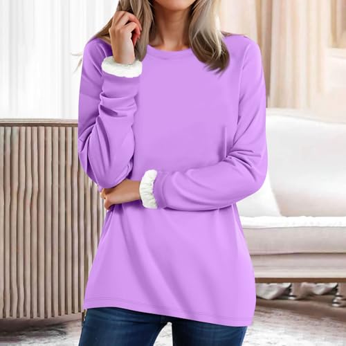 NJKHMCFTIR Women's Warm Sherpa Lined Fleece Crewneck Sweatshirt