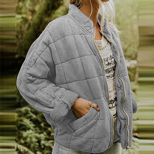 Women's Plus Size Lightweight Quilted Puffer Coat Zip Up Warm Winter Outwear