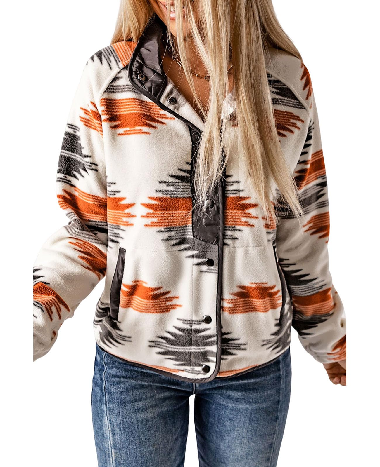 Women's Aztec Print Fleece Shacket with Pockets