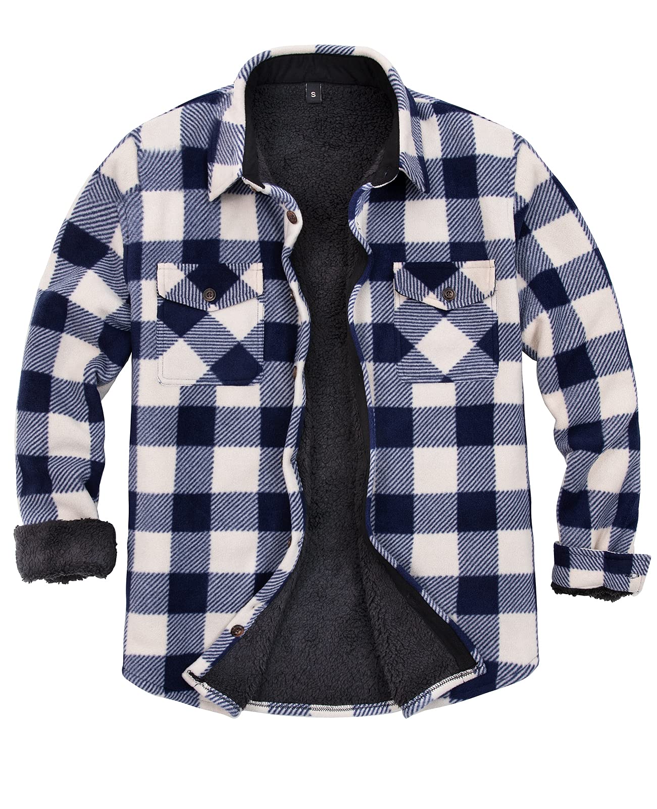 Men's Sherpa Lined Plaid Flannel Shirt Jacket